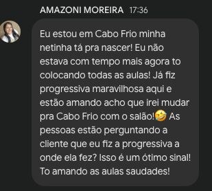 Mensagem real de aluna do Método Progressiva Maravilhosa